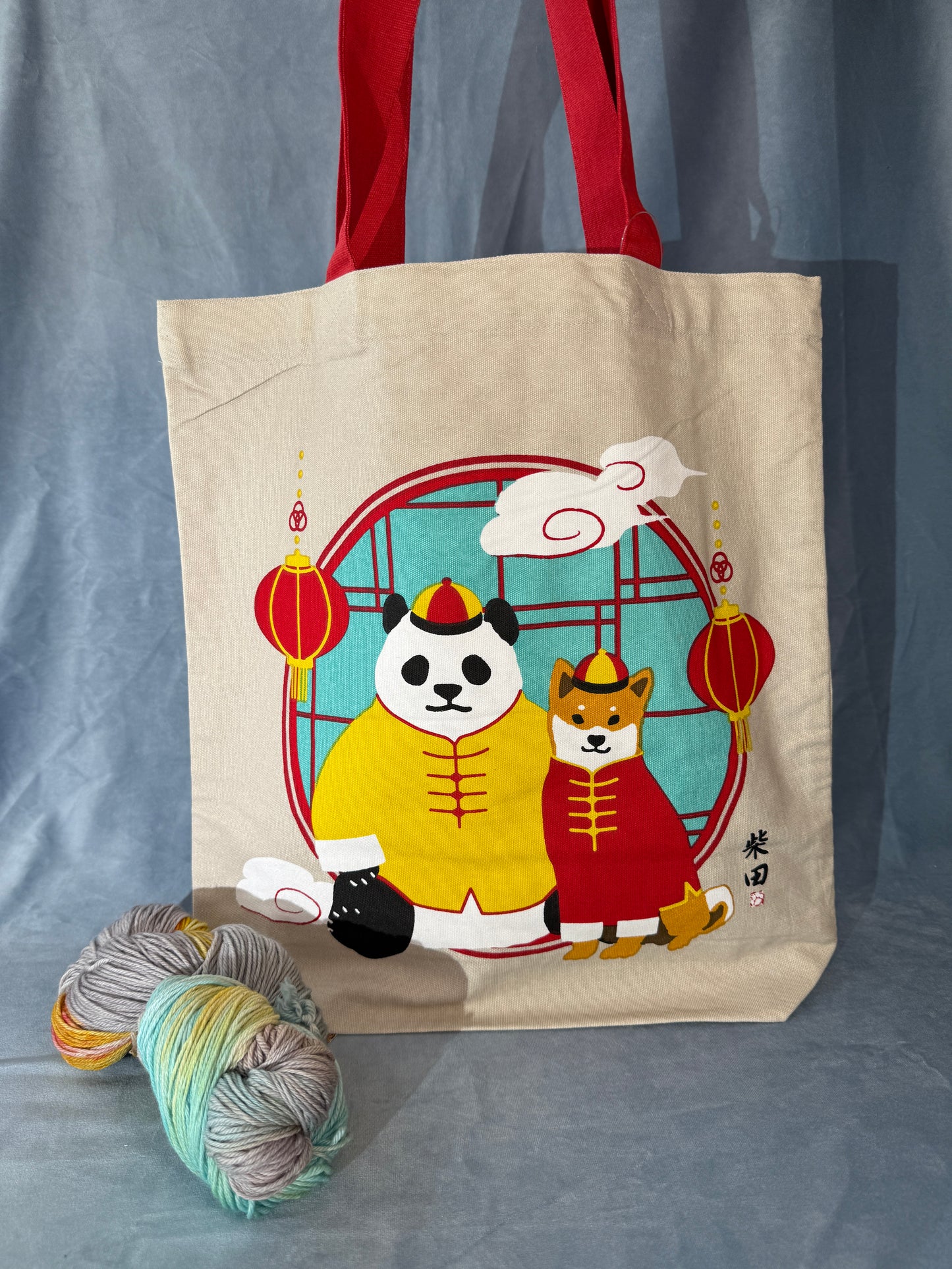Panda Shiba Tote Bag 14x15 inch