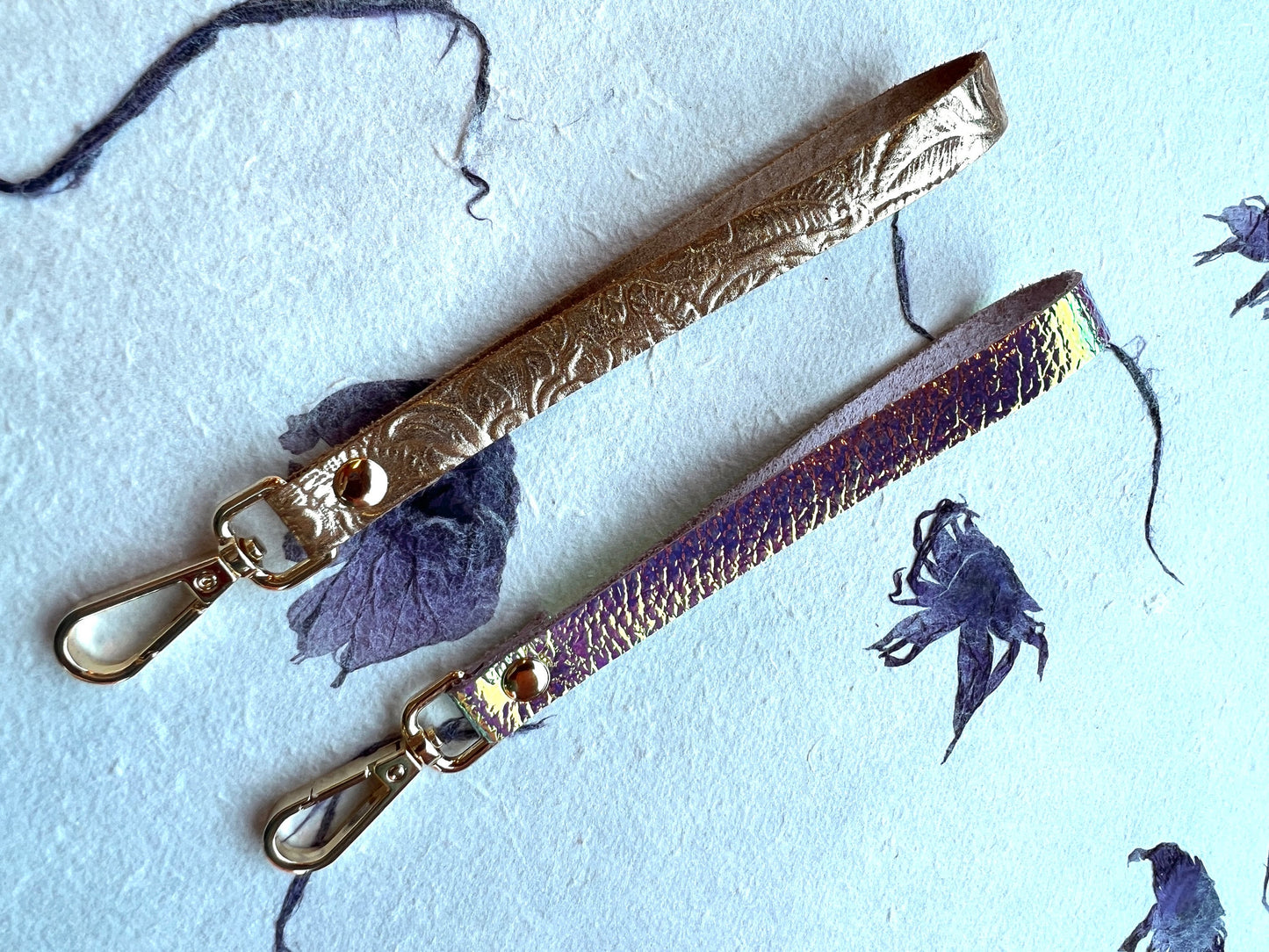 Iridescent or Gold Embossed Leather Strap