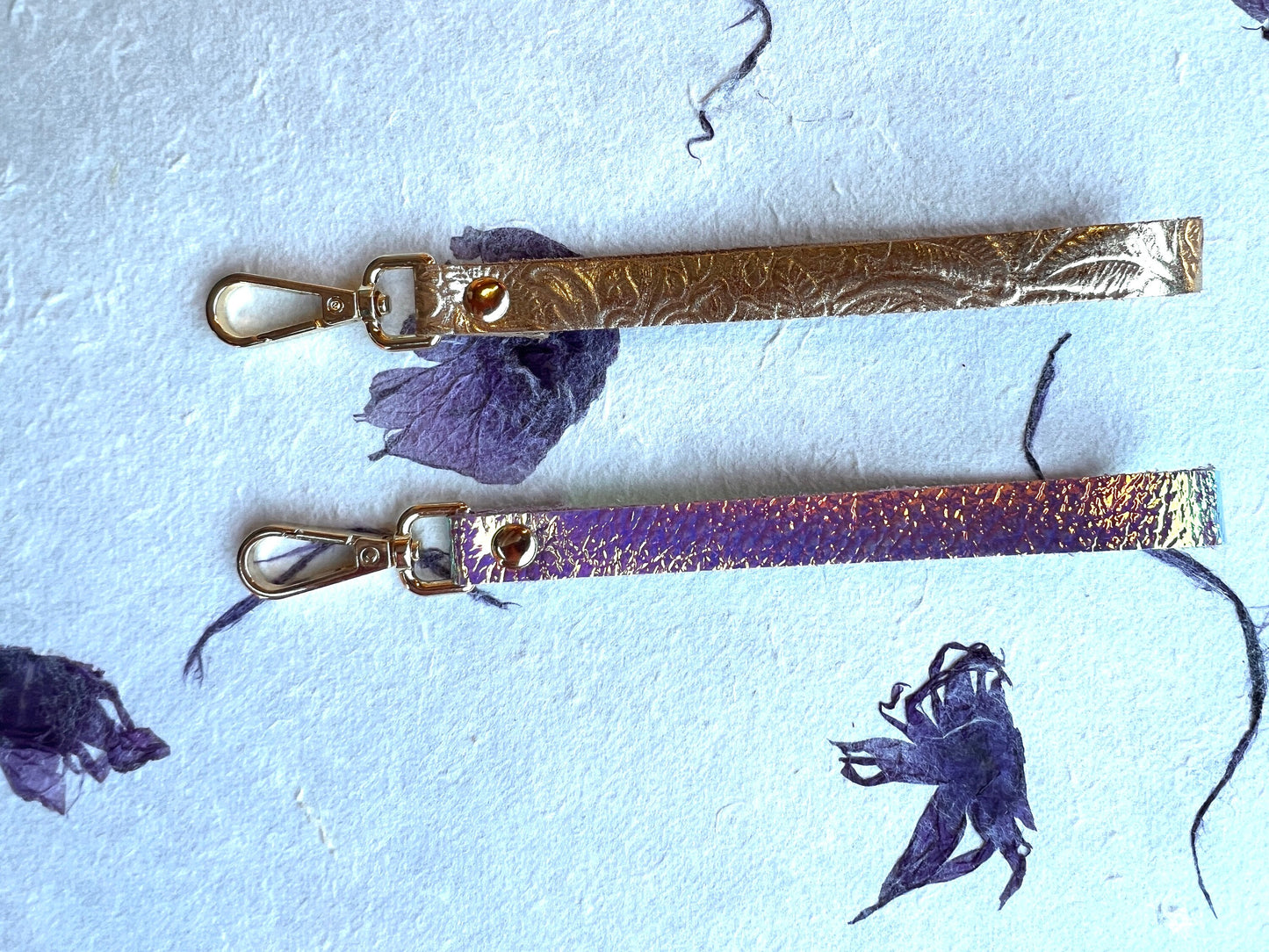 Iridescent or Gold Embossed Leather Strap