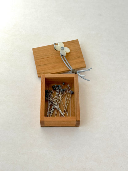 Cohana Glass Sewing Pins in a Cherry-Wood Box