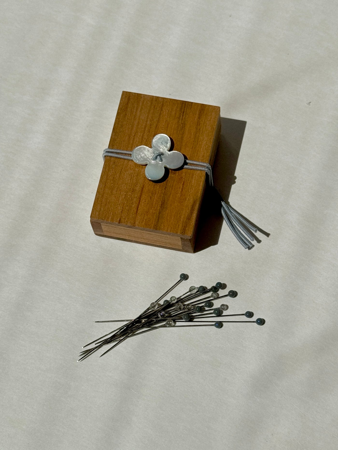 Cohana Glass Sewing Pins in a Cherry-Wood Box
