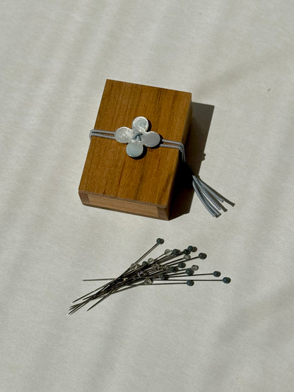 Cohana Glass Sewing Pins in a Cherry-Wood Box