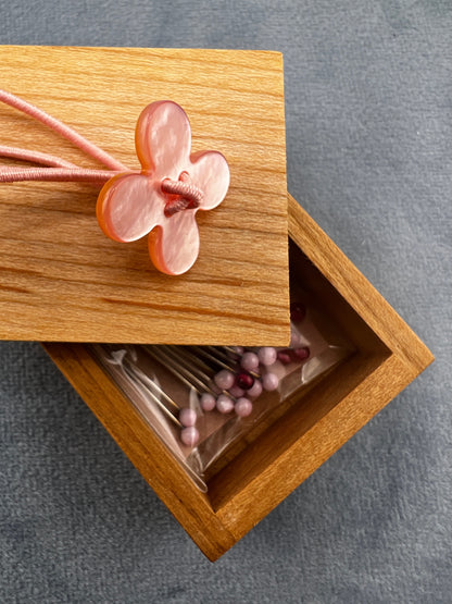 Cohana Glass Sewing Pins in a Cherry-Wood Box