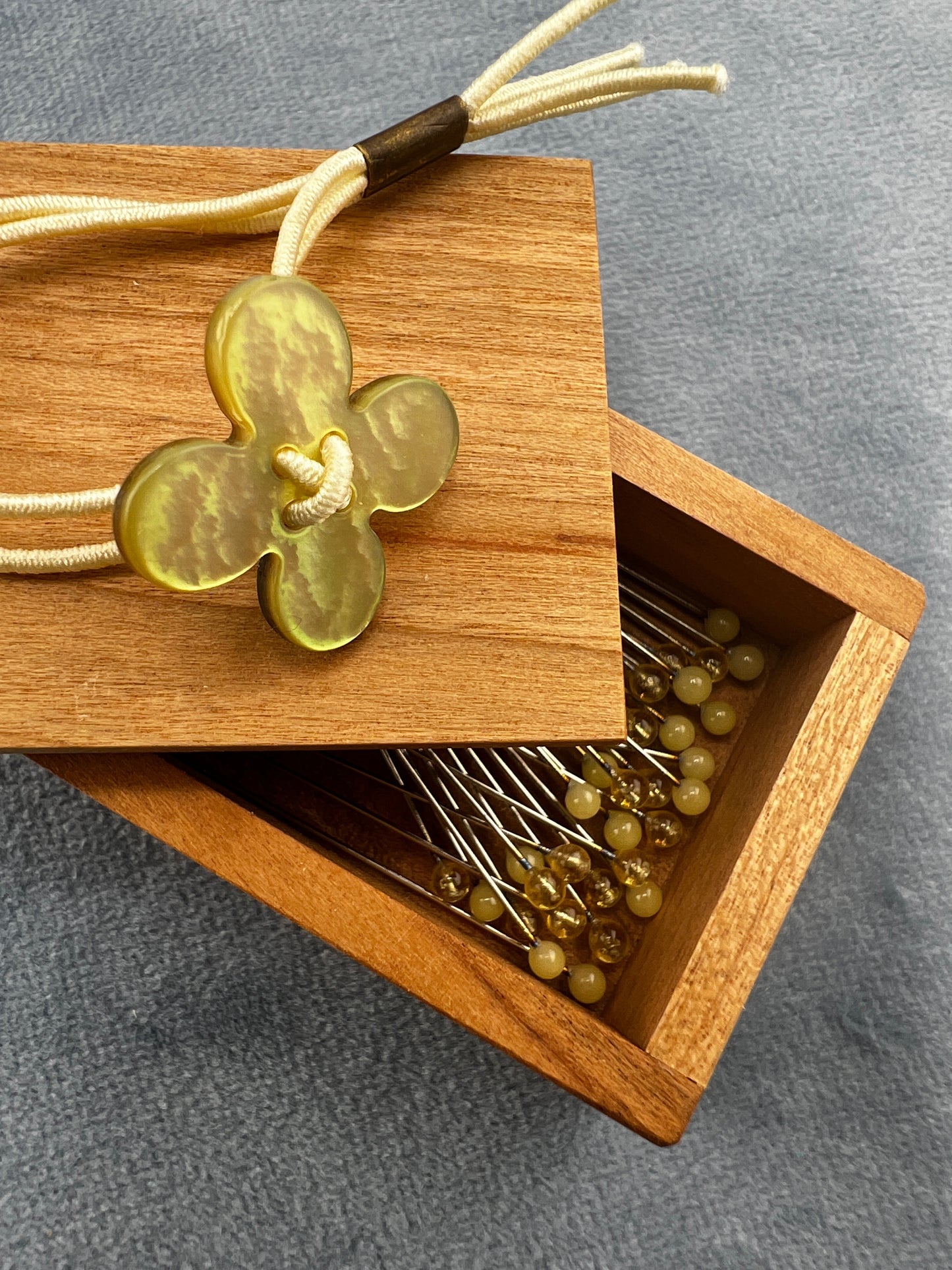 Cohana Glass Sewing Pins in a Cherry-Wood Box