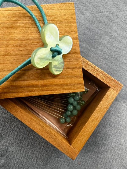 Cohana Glass Sewing Pins in a Cherry-Wood Box