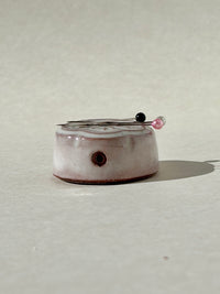 Cohana Flower Motif Awaji Kawara Magnetic Needle Rest with Needle Polisher