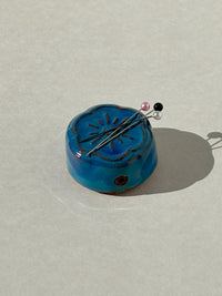 Cohana Flower Motif Awaji Kawara Magnetic Needle Rest with Needle Polisher