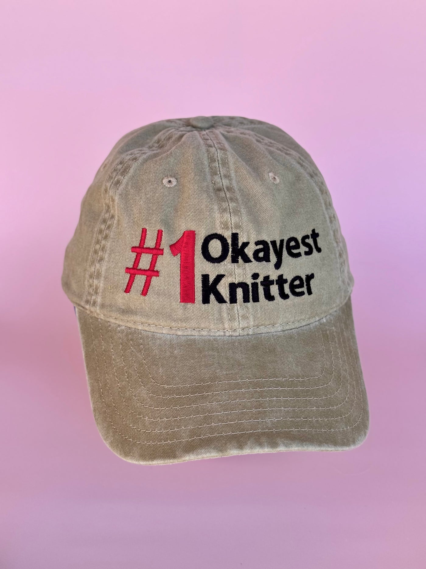 #1 Okayest Knitter Embroidered Hat